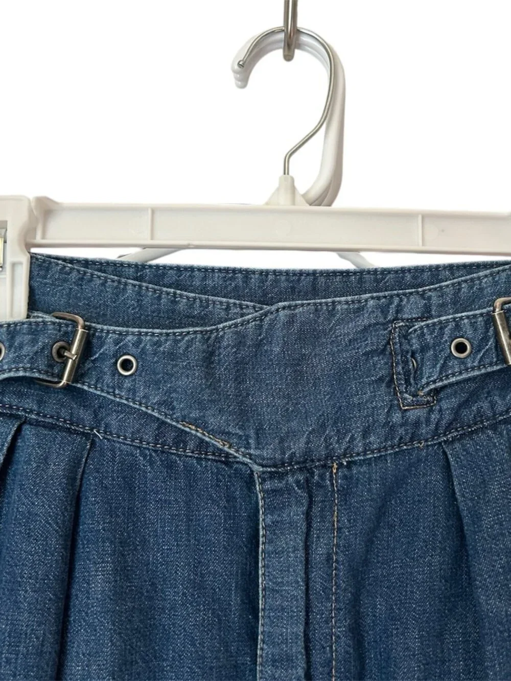 Lauren Ralph Lauren Denim Trouser Pants Womens 8 High Rise Pleated Wide Leg Crop - Picture 4 of 11